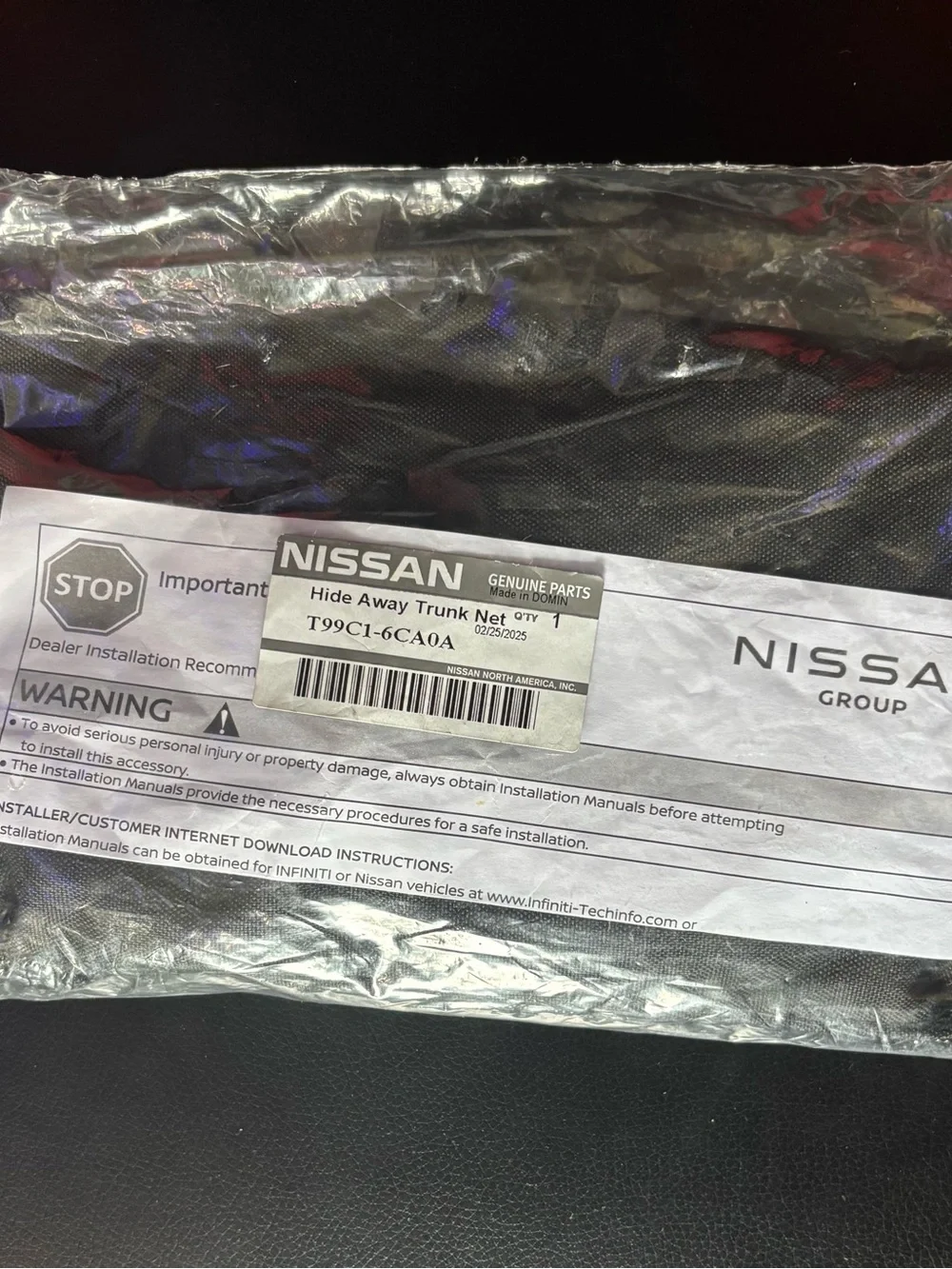 Nissan Hide-Away Trunk Cargo Net (Part Number: T99C1-6CA0A)